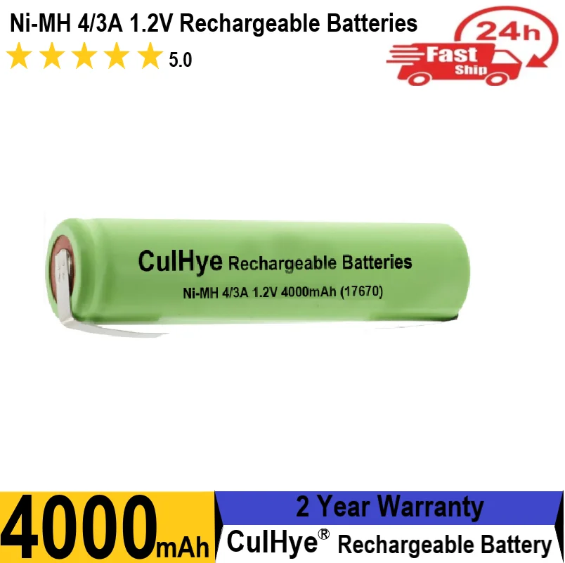 Akumulator Ni-MH 4/3A 1.2V 4000mah 7/5A 17670 17650 Ni-Mh komórka z kołkami spawalniczymi do golarki elektrycznej szczoteczka do zębów