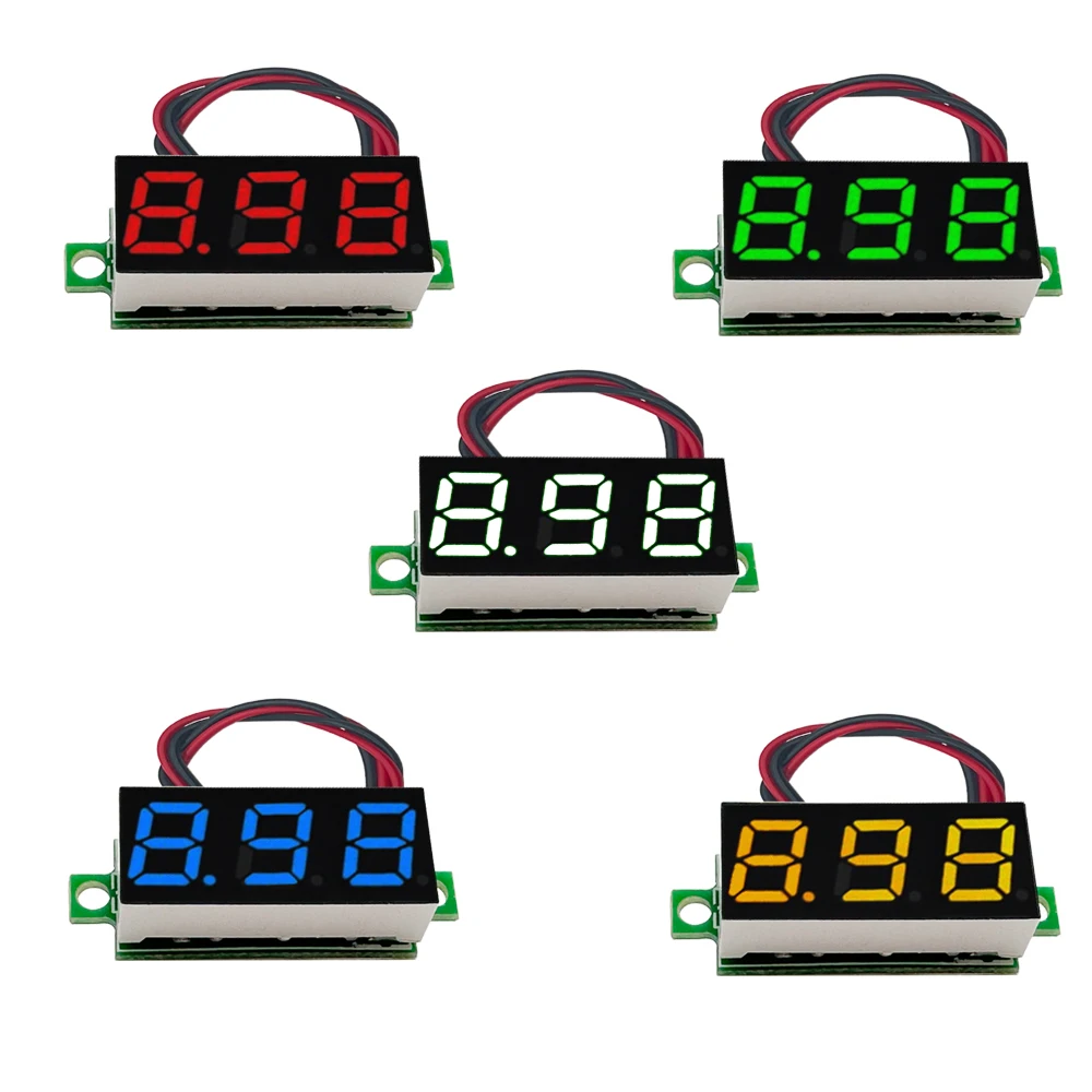 0.28 Inch DC LED Digital Voltmeter 0-100V Voltage Meter Auto Car Mobile Power Voltage Tester Detector 12V Red Green Blue Yellow