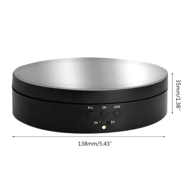 Electric 360 Degree Rotating Display Stand 3Speed ​​Mirror Turntable Jewelry Stand Battery/USB Power Supply,Photography Shooting