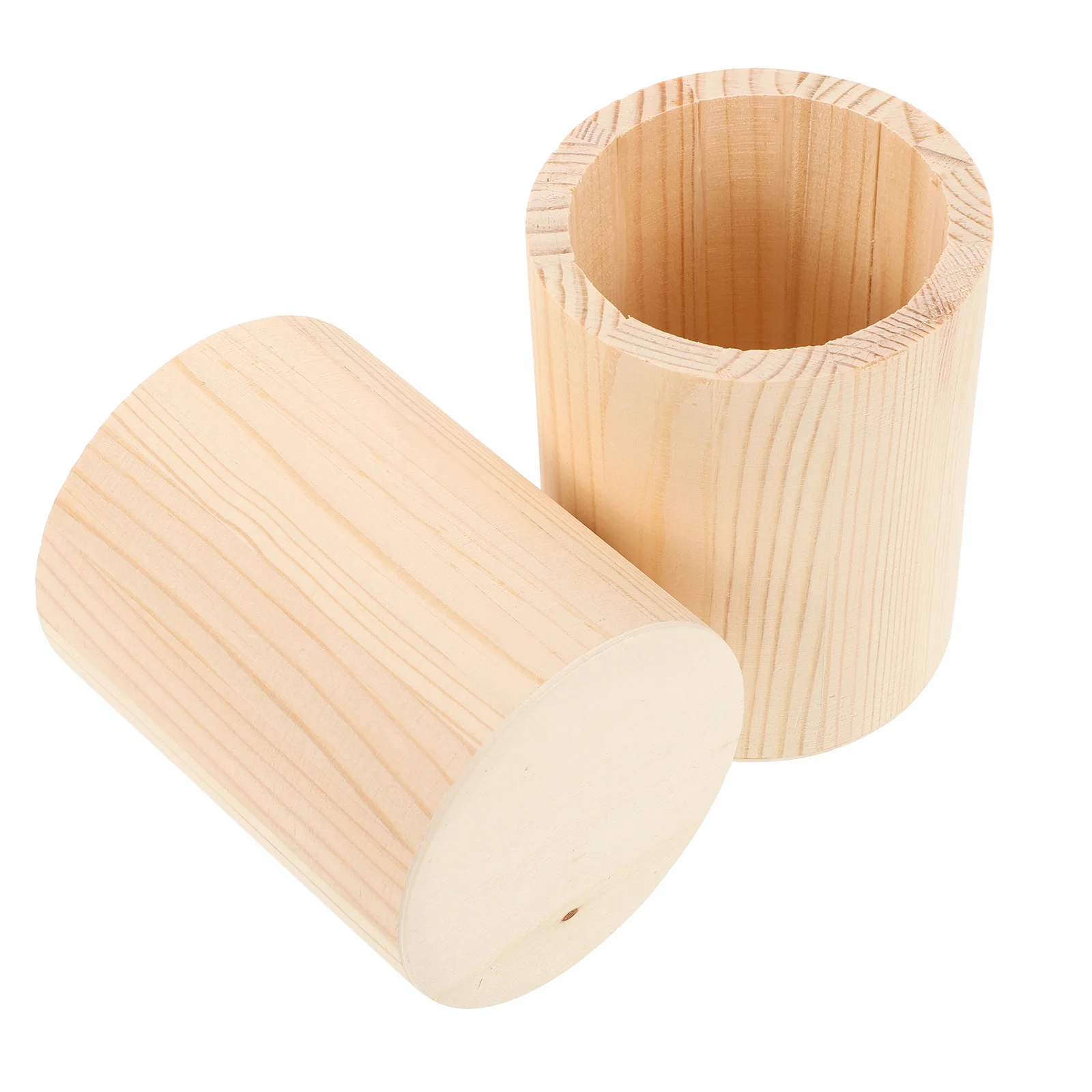 

2Pcs Natural Pine Wood Pencil Holder Unpainted DIY Project Kit for Kids Adults Creative Gift Idea Smooth Finish Pen Marker