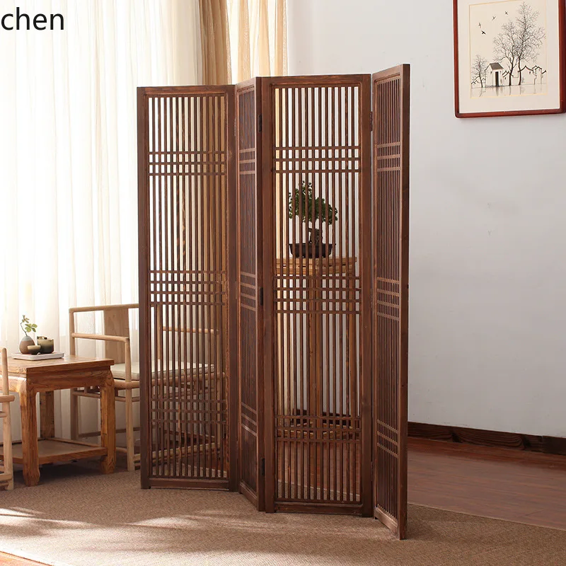 YFY  New Chinese Style Screen Partition Living Room Modern Simple Easy Folding Mobile Folding Screen Retro Solid Wood
