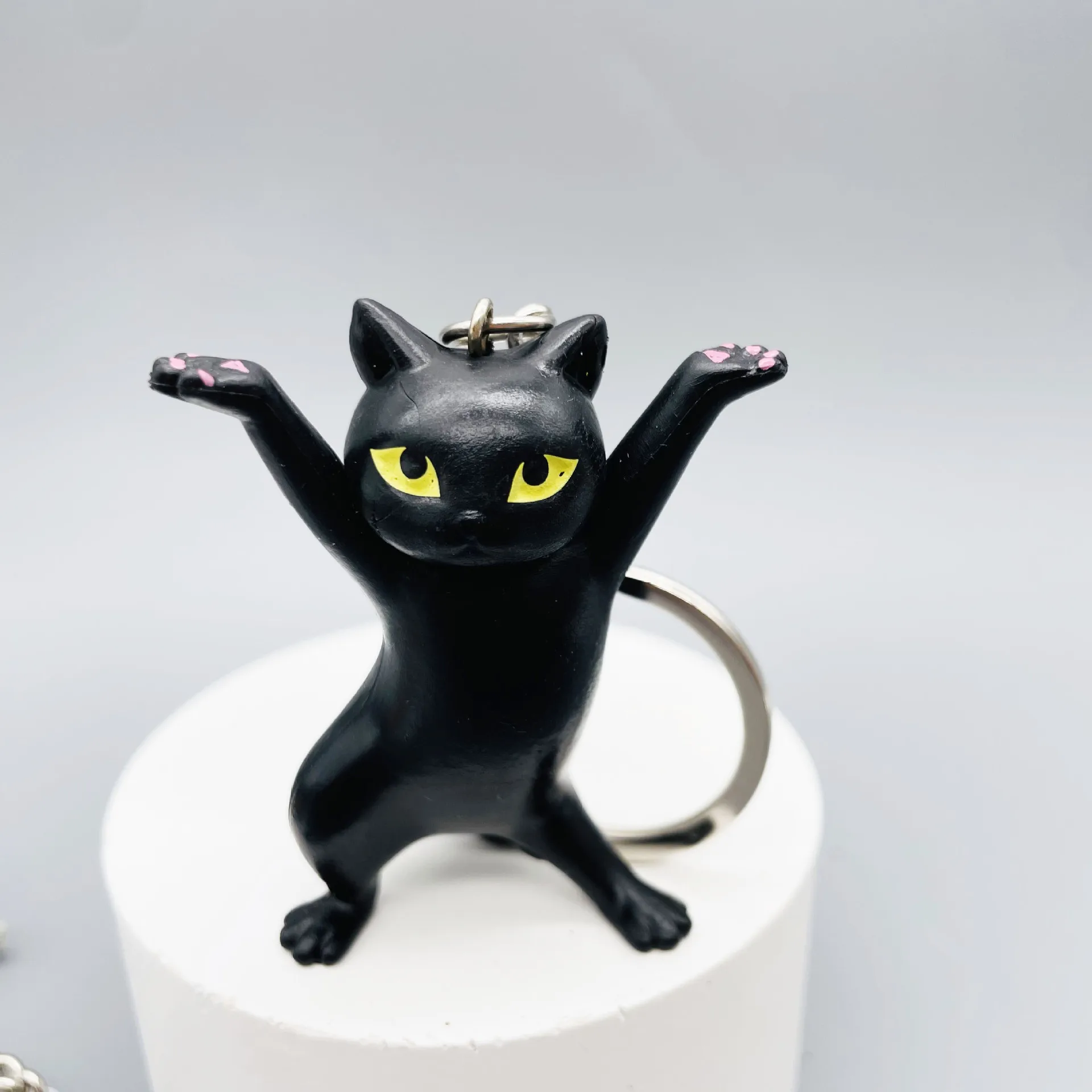 LLavero de gato bailarín de una pieza para mujer, adorno de gatito, colgante de bolso, diseño divertido, regalo de cumpleaños para niños y niñas