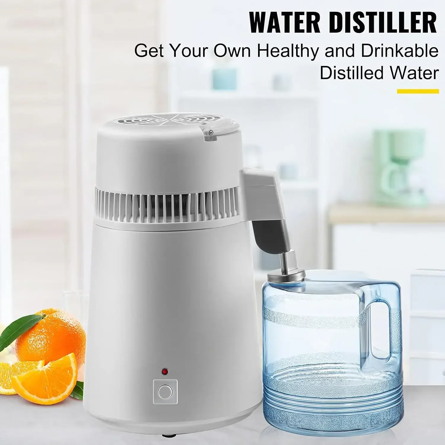 1.1 Gal Water Distiller, 750W, 4L Distilling Pure Water Machine w/Plastic Container