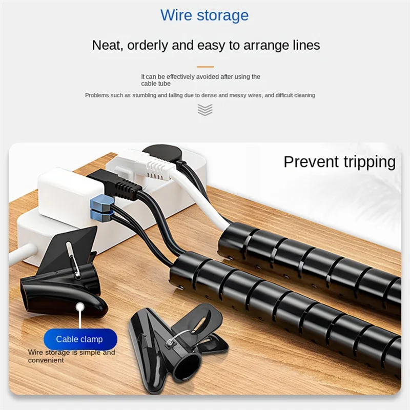 Practical-Flexible Spiral Cord Organizer Storage Line Protector Black Plastic Management Cable Reel Desktop Tidy Cable Accessori