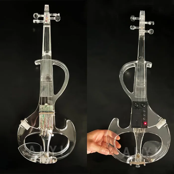 4/4 Electric Violin Transparent Crystal Acrylic Body with Led Light Violin