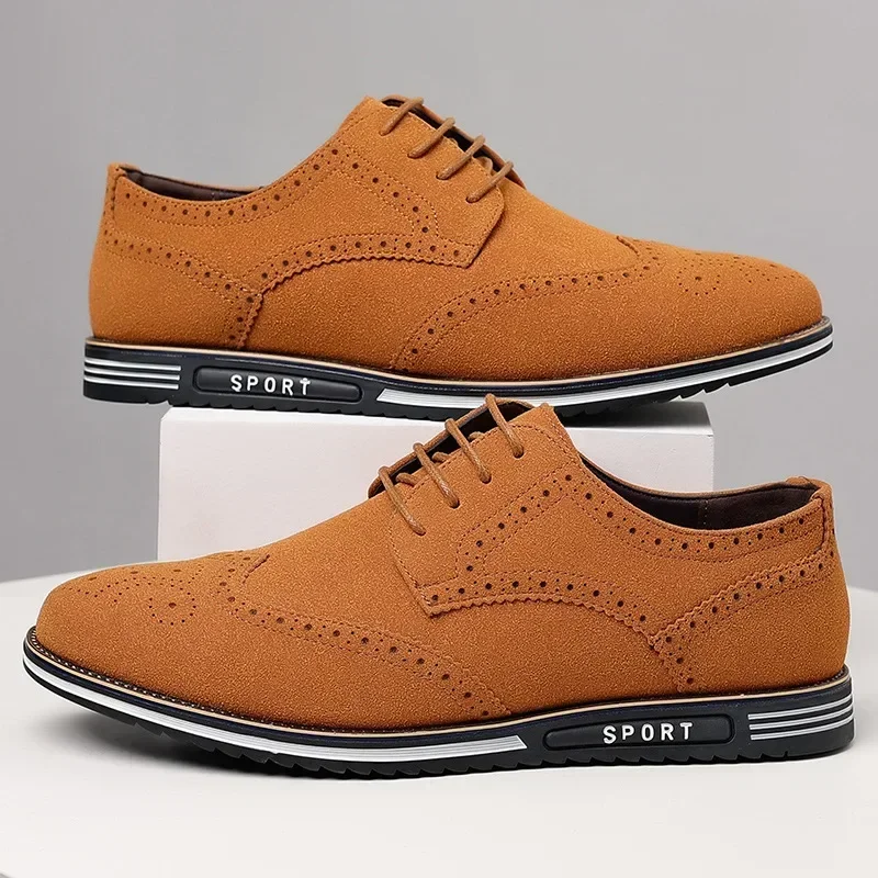 Men Faux Suede Shoe Lace Up Black Oxford Shoe for Men Flat New Fashion Sneaker Man Autumn Breathable Comfortable Casual Men Shoe image 4