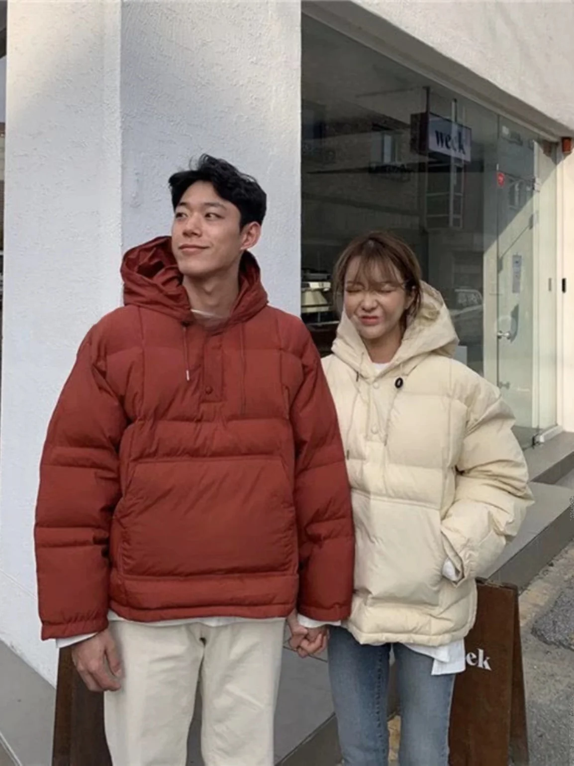 ルーズフィットダウンコットンパーカー女性の秋冬ストレートカット厚みのあるロングSveピュアカラーブレッドSle Jaetコート