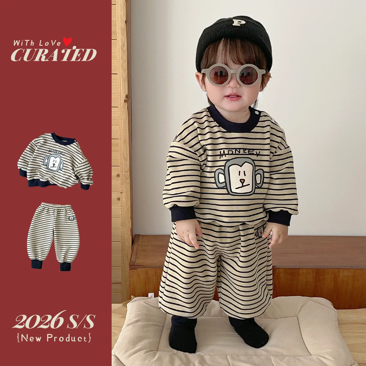 Spring Baby Clothing Set for Boys and Girls Aged 1-3 Years Old 2-piece Set, Spring Style Children's Casual Hoodie and Sweatpants