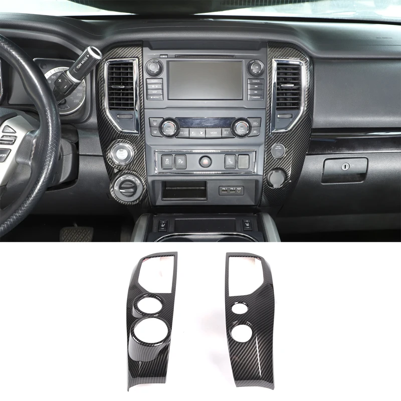 

For Nissan Titan 2016-2023 ABS Red Car Styling Car Center Control Air Outlet Frame Cover Sticker Car Interior Accessories