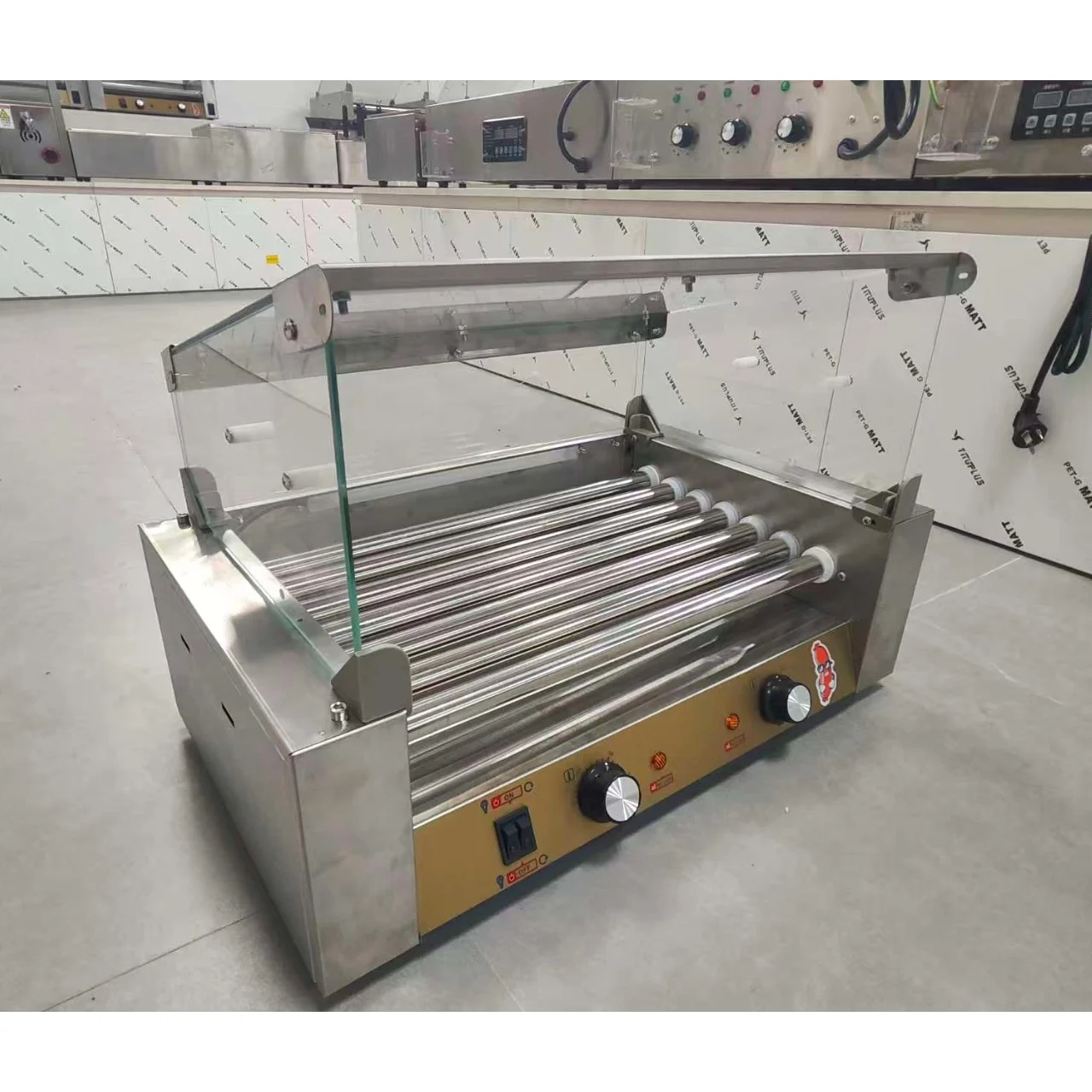 Commercial Electric Hot Dog Barbecue Machine Stainless Steel 7-bar Barbecue Camping High Productivity Meat Sausage New Snack