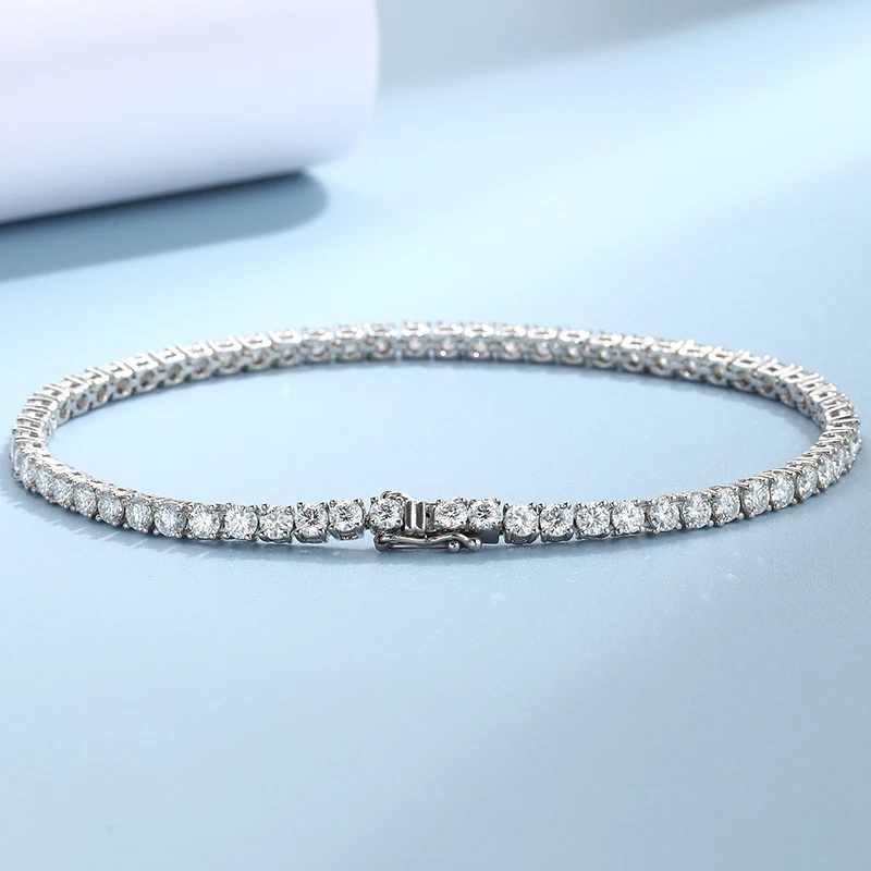 Wholesale 925 Sterling Silver Tennis Bracelet 3mm Prong Settign VVS Moissanite Tennis Bracelets for Men Women