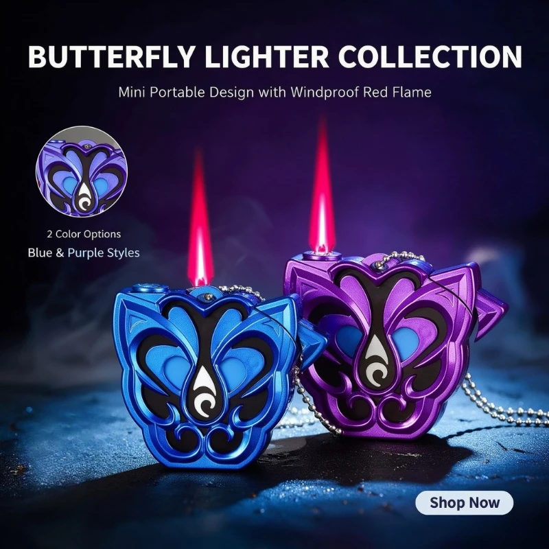 Pink Colorful Glowing Butane Torch Lighter, New Creative Custom Windproof Igniter, Smoking Gadget, Romantic Gift for Girlfriend