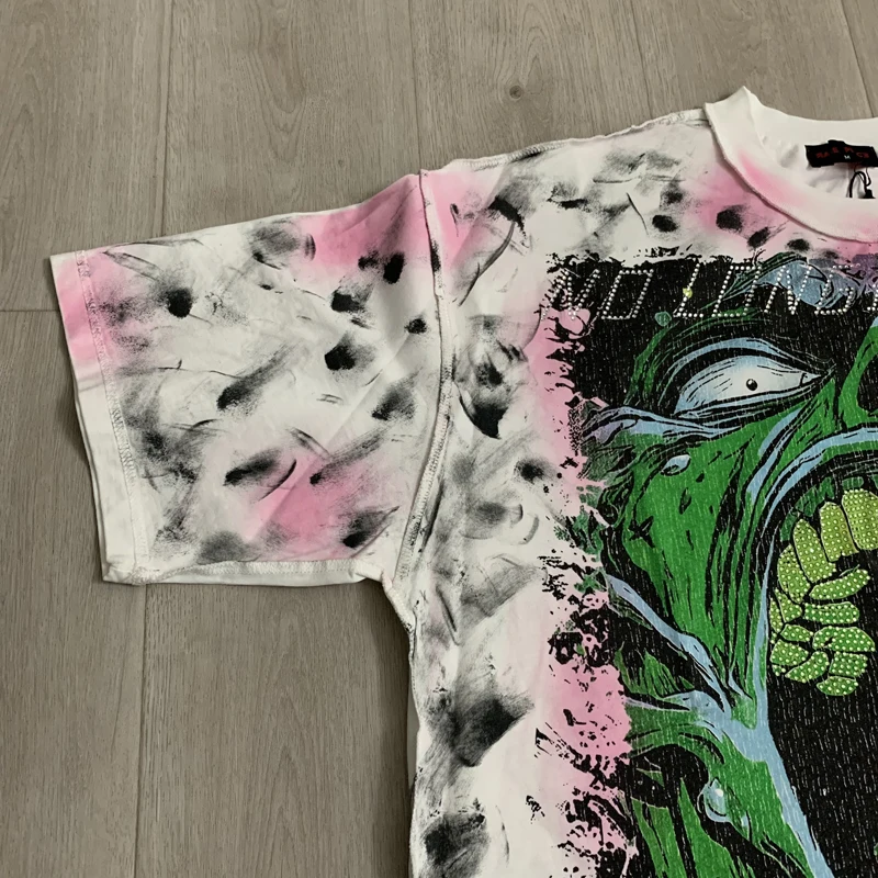 Vintage Diamond RARE PEACE Tshirts High Street Men Women Hip Hop Splashed Enraged Graphic Short Sleeve T-Shirt