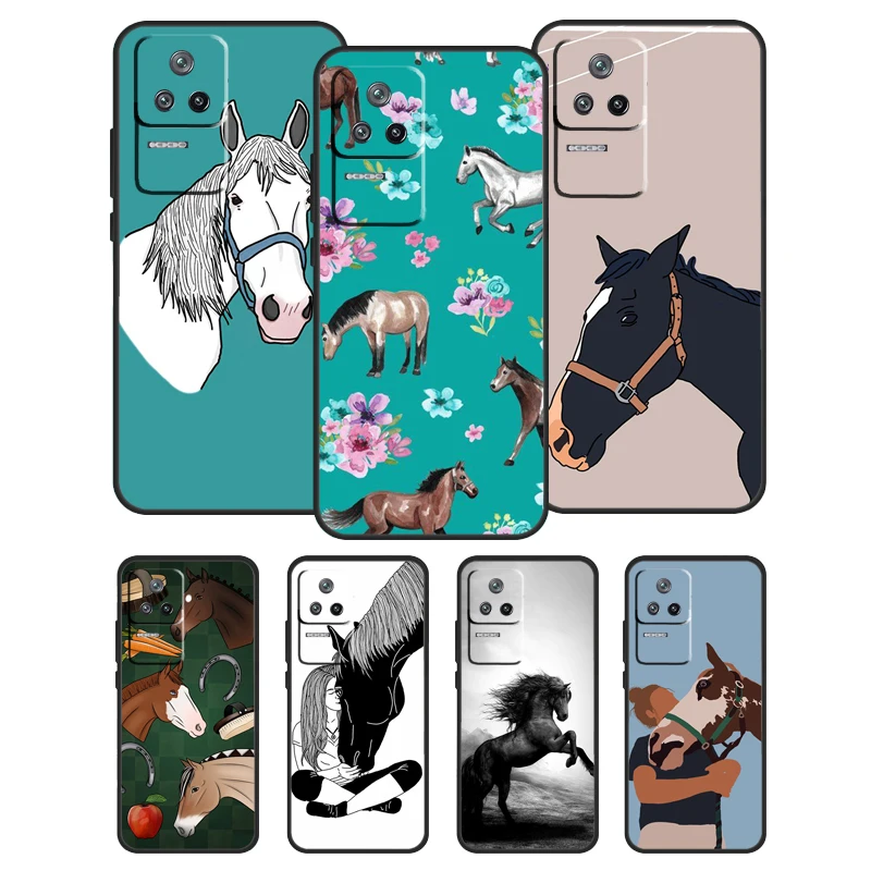 Horse Pony Pattern Case For POCO X3 X4 Pro F4 GT M3 M4 F3 Cover For Xiaomi 12S Ultra 12 11T Pro Mi 11 Lite