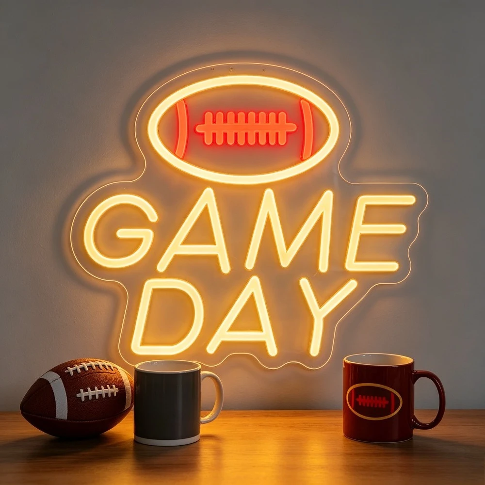 

American Football Neon Sign LED USB Dimmable Game Day Wall Art Decor for Bedroom Sports Bar Team Fan Gifts Locker Room Decor
