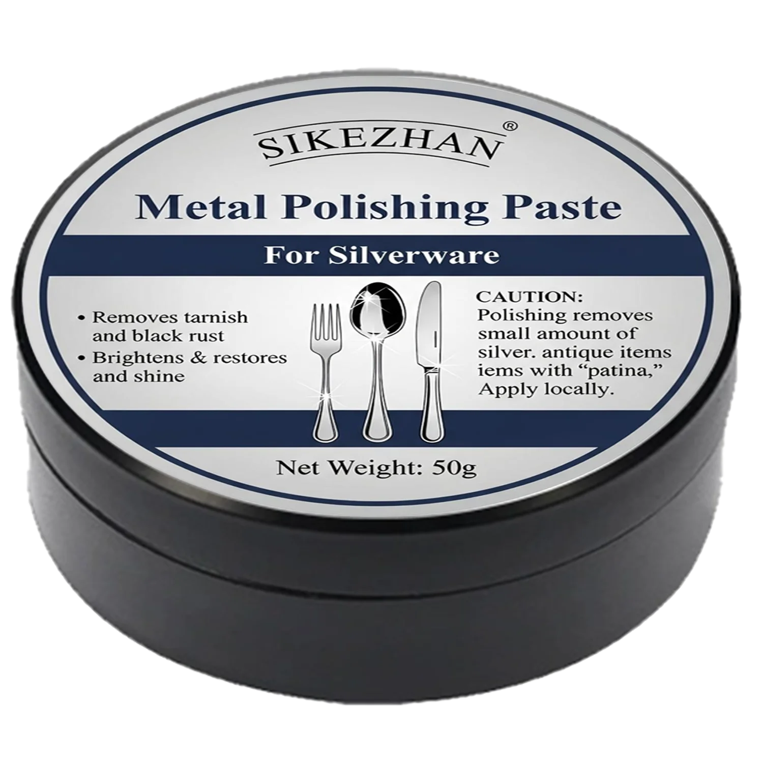Silver Polish Paste - Tarnish Remover for Sterling & Silver-Plated Cutlery, Trays & Candlesticks - Non-Scratch, High-Gloss Sheen