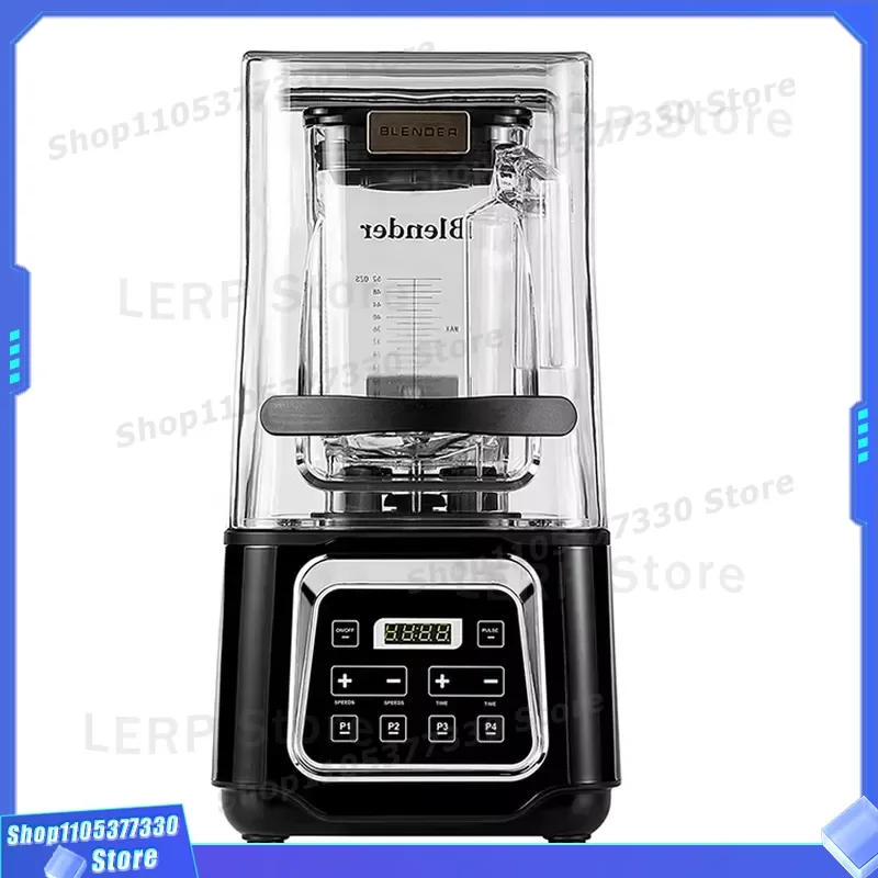 Commercial Electric Blender for Snacks Industrial Grade with Soundproof Cover Silent Anti Ice Function Black Heavy Duty Mixer
