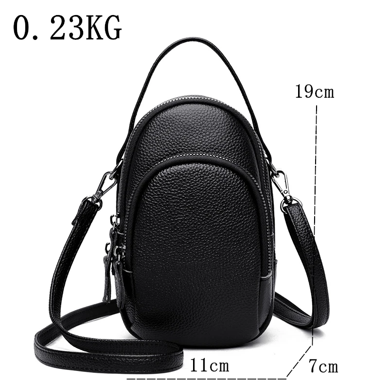 High Quality Soft Genuine Leather Phone Bag Women Multilayer Cowhide Shoulder Messenger Bag Designer Handbag Luxury Female Sac