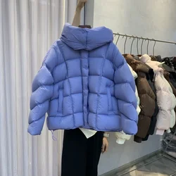 2025 Winter New Women's Down Jacket Loose Hooded Warm White Duck Down Jacket