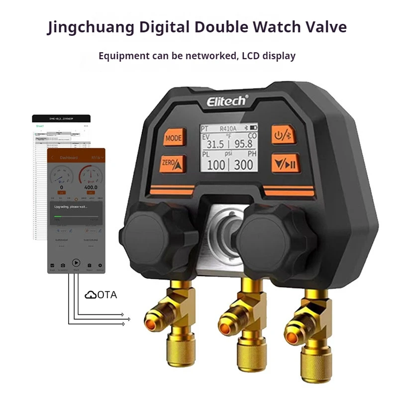 

Bluetooth Wireless APP Digital Fluorine Adding Meter Automotive Air Conditioning Refrigerant Pressure Gauge