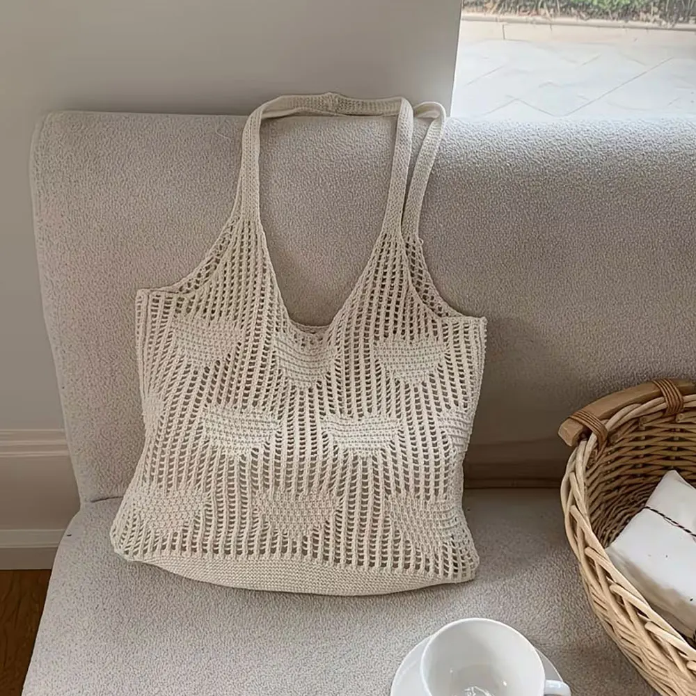 

Women's Handwoven Straw Handbag - Large Capacity Beach Shoulder Bag with Strap, Suitable for Vacation, Casual Daily Use, Hand Washable