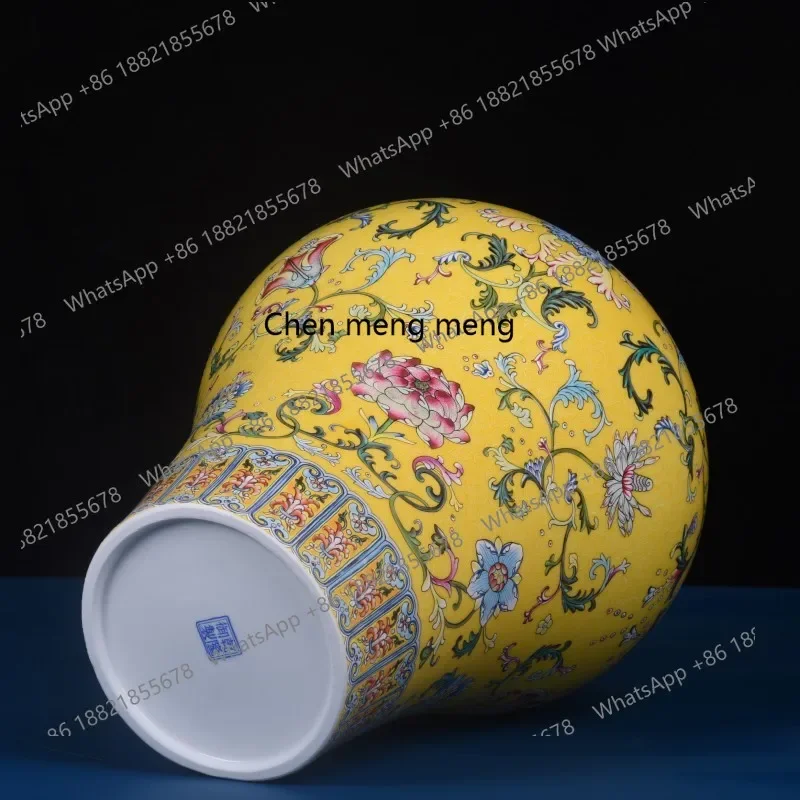 H178Antique enamel color imitation full of tangled lotus large gold-painted new Chinese decoration ceramics