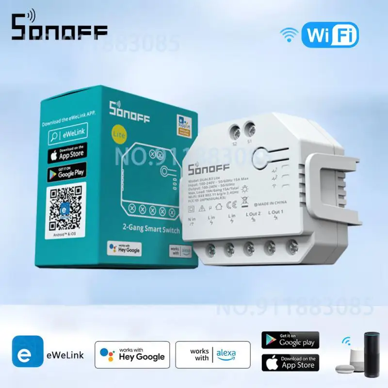 

Sonoff DUAL R3 Lite WiFi Dual Relay Module DIY MINI Smart Switch 2-Way Control Timing Breaker Via EWeLink Alexa Google Home