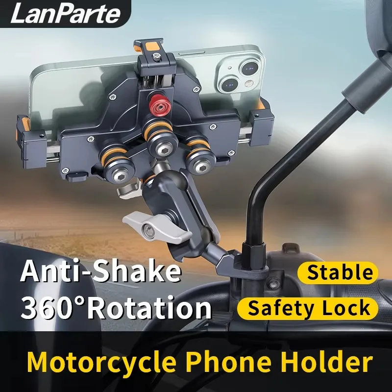 Support de téléphone de moto antichoc en métal, 4 amortisseurs de vibrations, chargeur sans fil 15W, charge rapide, support de vélo de moto