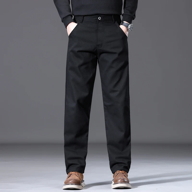 السراويل الرجالية ربيع الخريف الأعمال السراويل الكلاسيكية بلون مرونة مريحة فضفاضة مستقيم العلامة التجارية ملابس رجالية #3