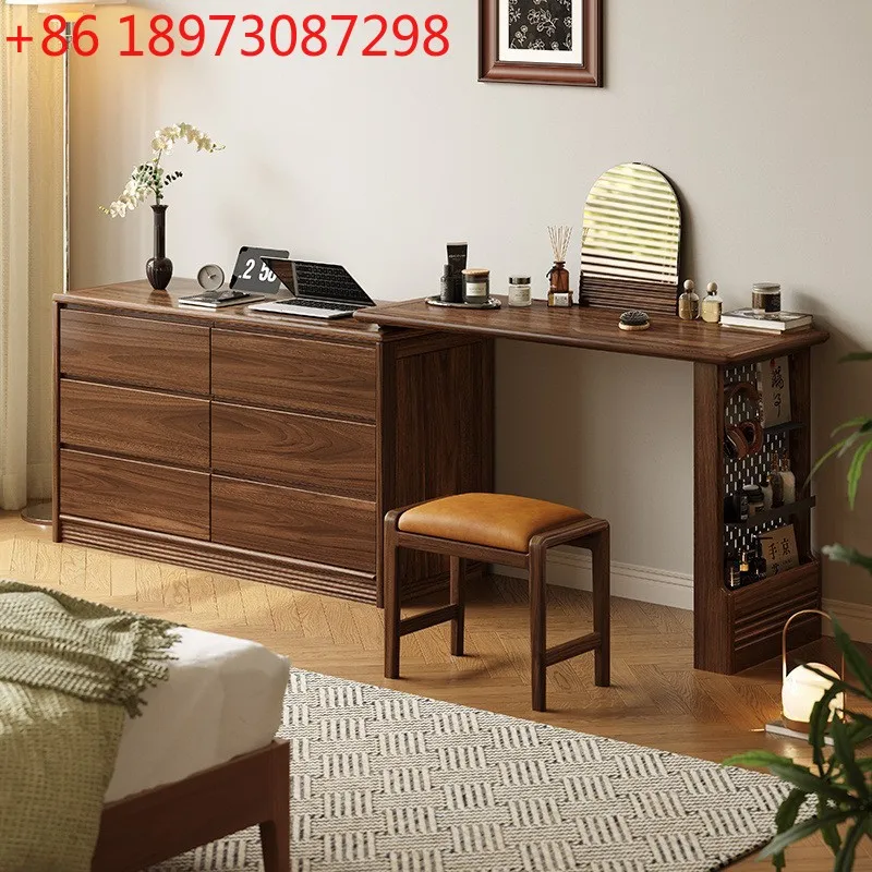 Chinese zwarte walnoot dressoir borstkast retro lichte luxe plank geïntegreerde tafel
