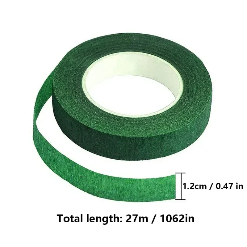 

27 Meters per Roll Roll Floral Tape Self-Adhesive Green Garden Tape for Bouquets Stem Wrapping DIY Crafts Wedding Decorations