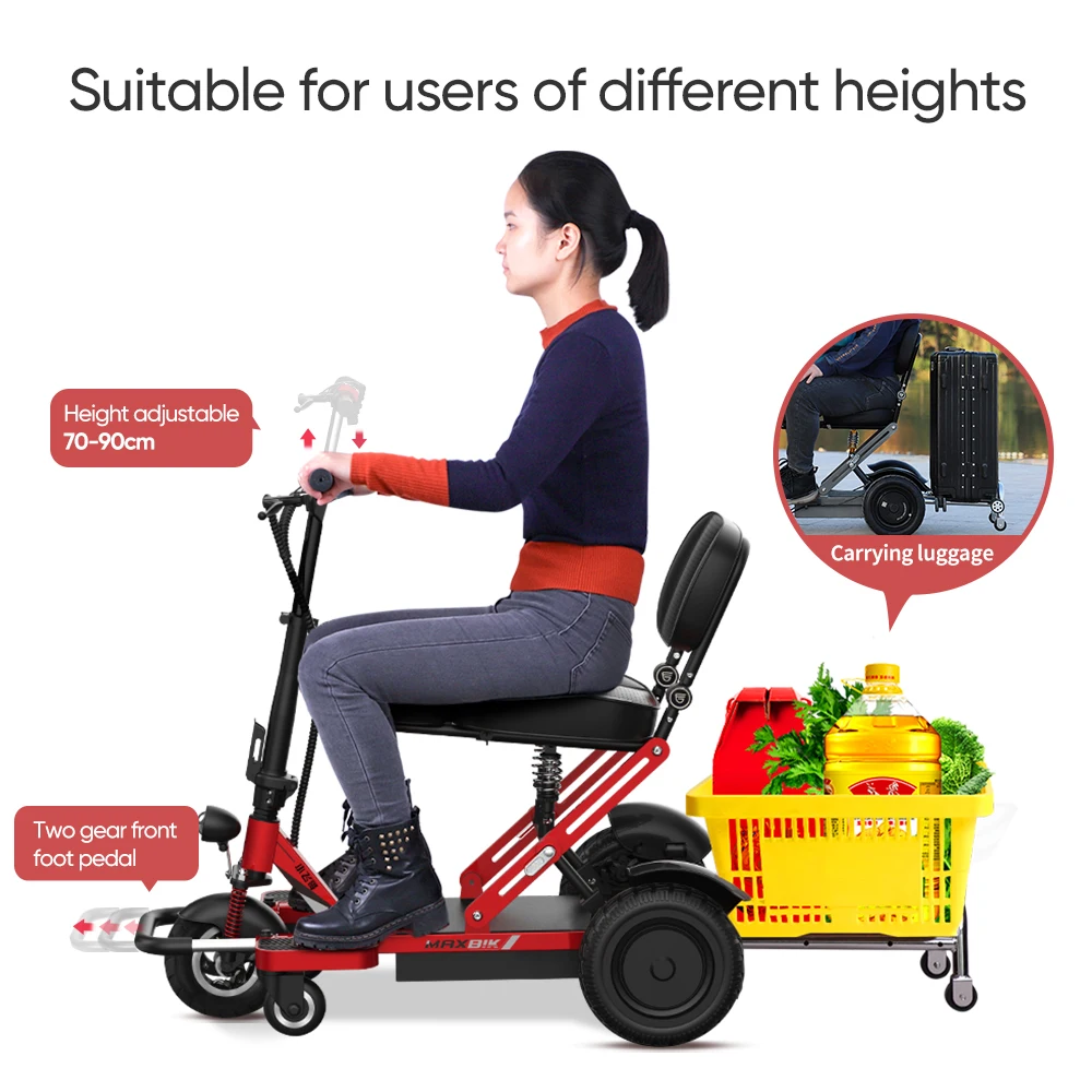 旅行用3輪電動シニアスクーター 大人用折りたたみ式モビリティスクーター