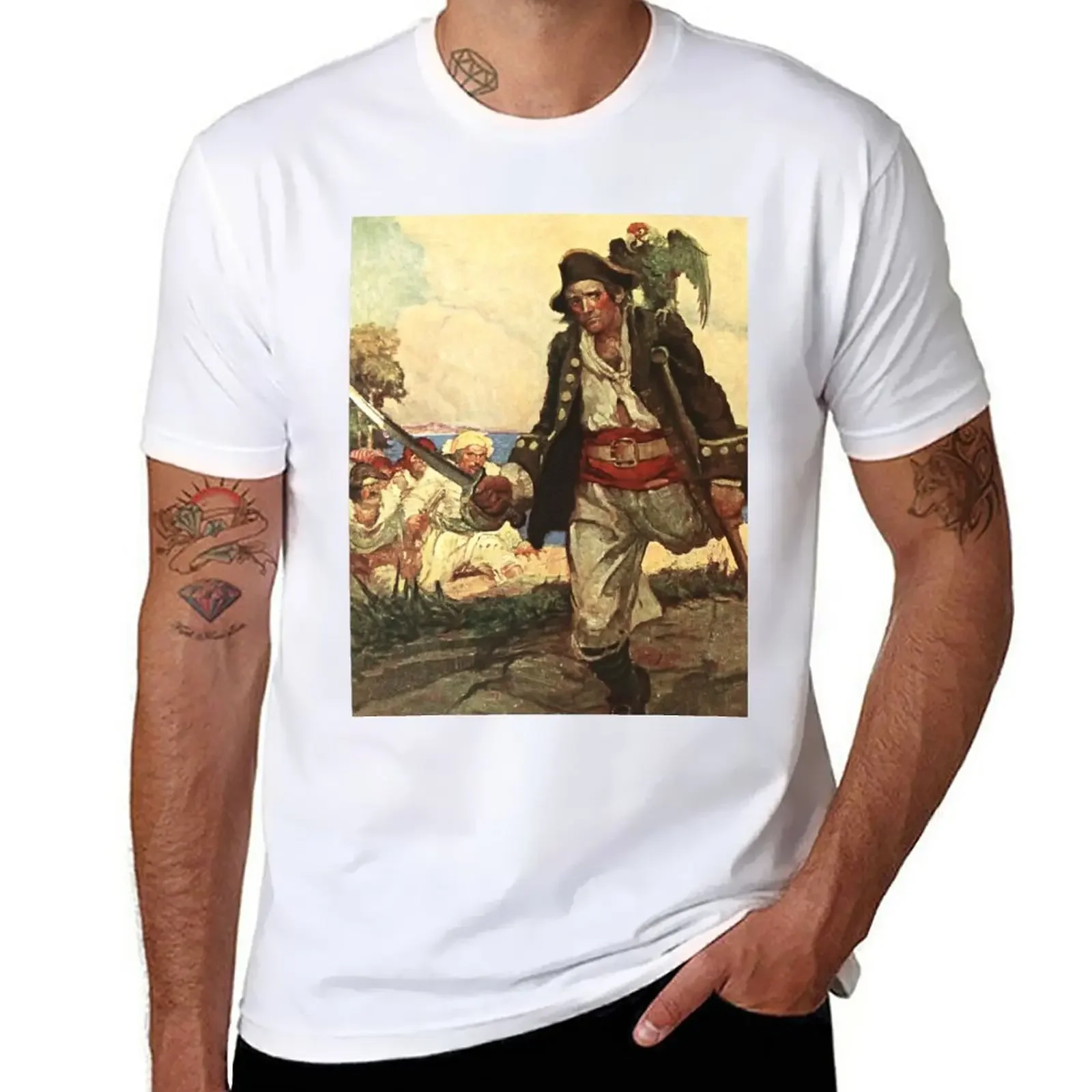 

New “Long John Silver” Pirate Art by Louis Rhead T-Shirt Aesthetic clothing boys animal print anime shirts men