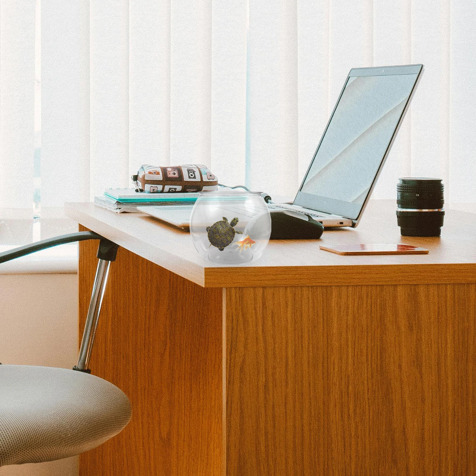 

Ornamental Fish Tank Clear Aquarium Small Desk Desktop for Office The Pet Bowl Plastic