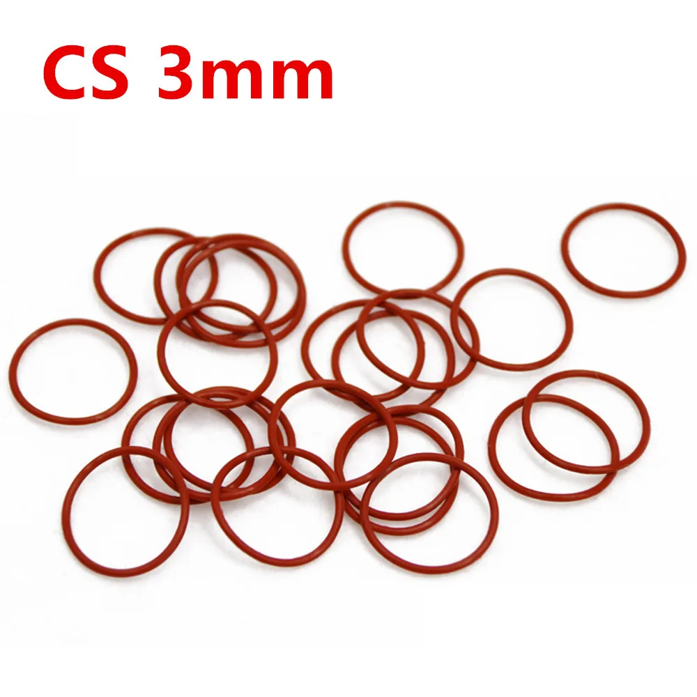 CS 3mm OD 10 ~ 150mm Red Silicone O Ring Gasket Food Grade Waterproof Washer Rubber Insulated Round Shape Seal