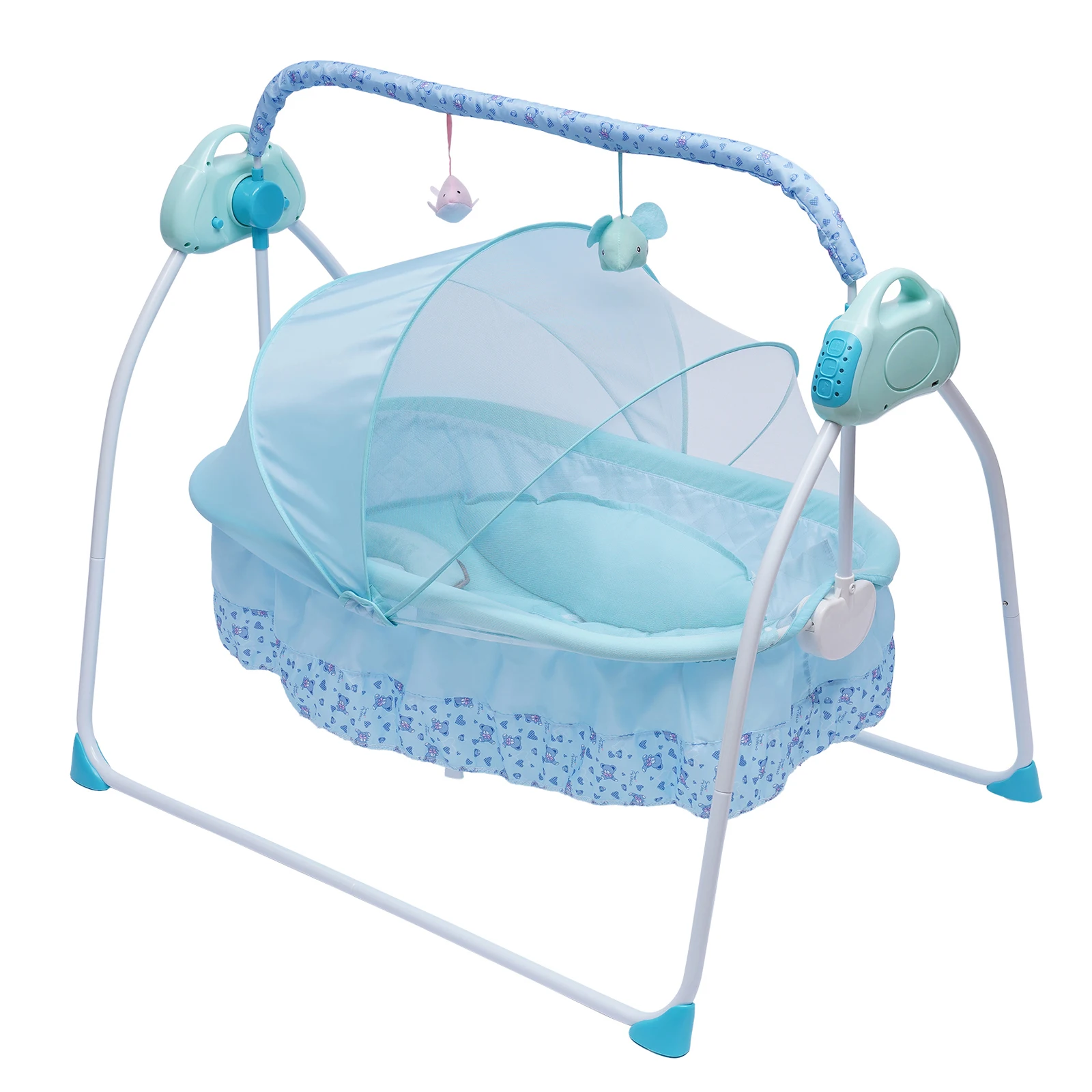 Babyschaukel, elektrische Babywiege mit 5-Gang-Deluxe-Babyschaukel mit Musik, zusammenklappbare Babyschaukel, elektrische Fernbedienung, Timing
