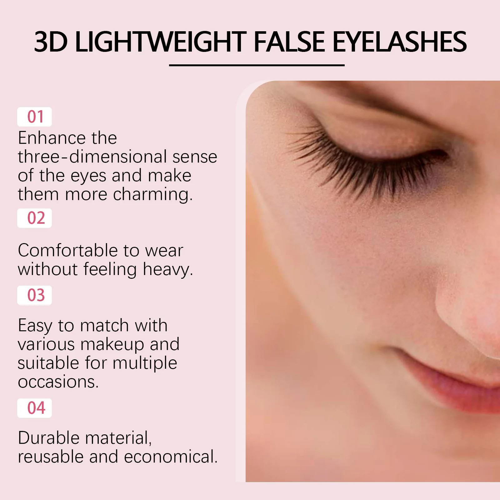 Ciglia finte chiari 3D, naturali e realistiche, leggere e confortevoli, facili da indossare, impostazione portatile quotidiana e duratura