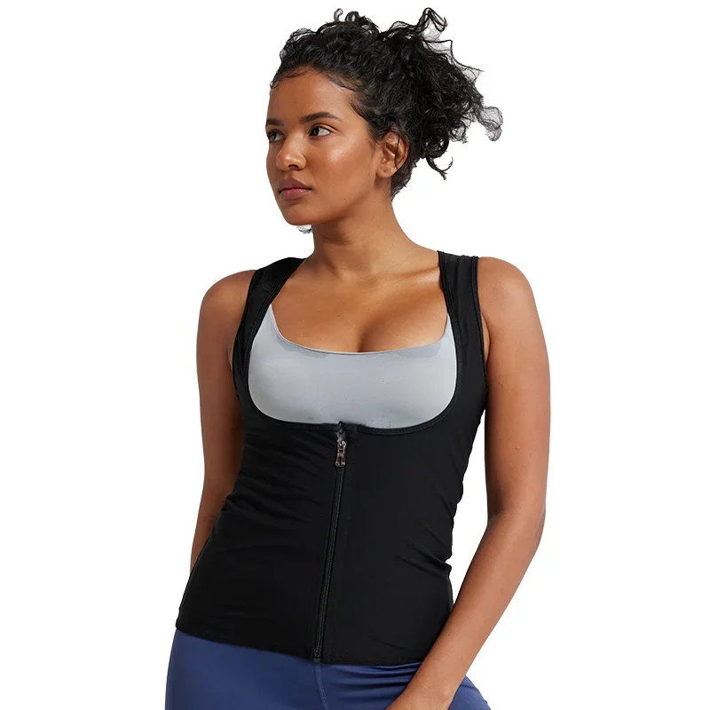 Women Sauna Suit Sweat Slimming Vest Body Shaper Jumpsuit Shapewear Zipper Waist Trainer Top Weight Loss Burner Fat Corset
