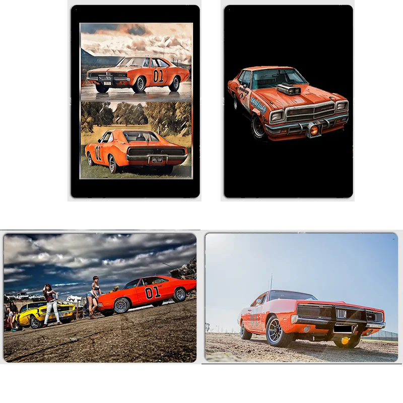 01 الجنرال لي والهواطس من المخطر خمر ريترو المعادن المشارك تين تسجيل غرفة نوم جدار ديكور غرفة داخلية الديكور ديكور المنزل #1