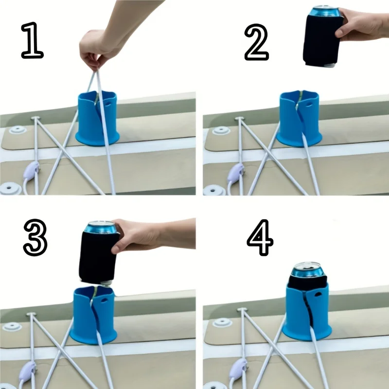 Soporte para bebidas de kayak, soporte de fijación para botella de agua, resistente a la vuelca, soporte para botella de surf, soporte para taza, accesorios de montaje con cuerda.