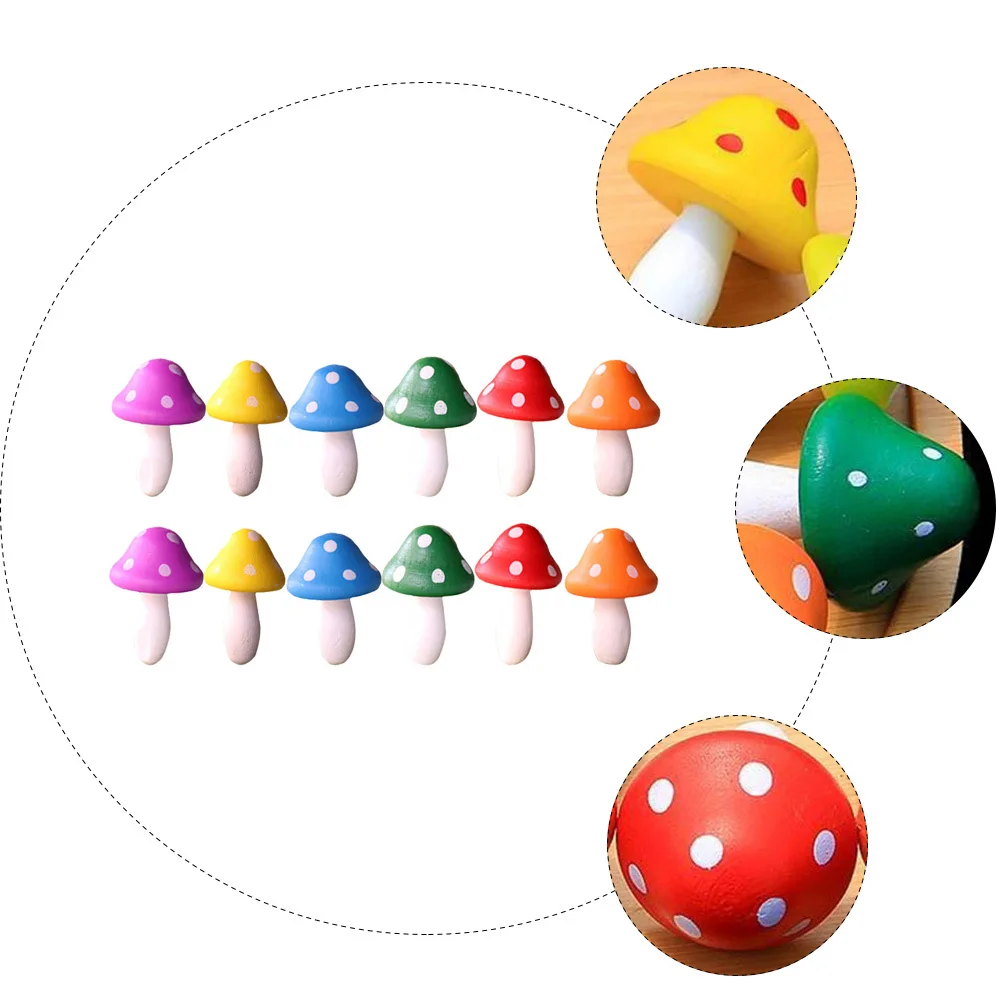 

12pcs Wooden Mini Mushroom Ornament Decor For Garden Indoor Outdoor Home Living Room Bedroom Kitchen Playhouse Gift