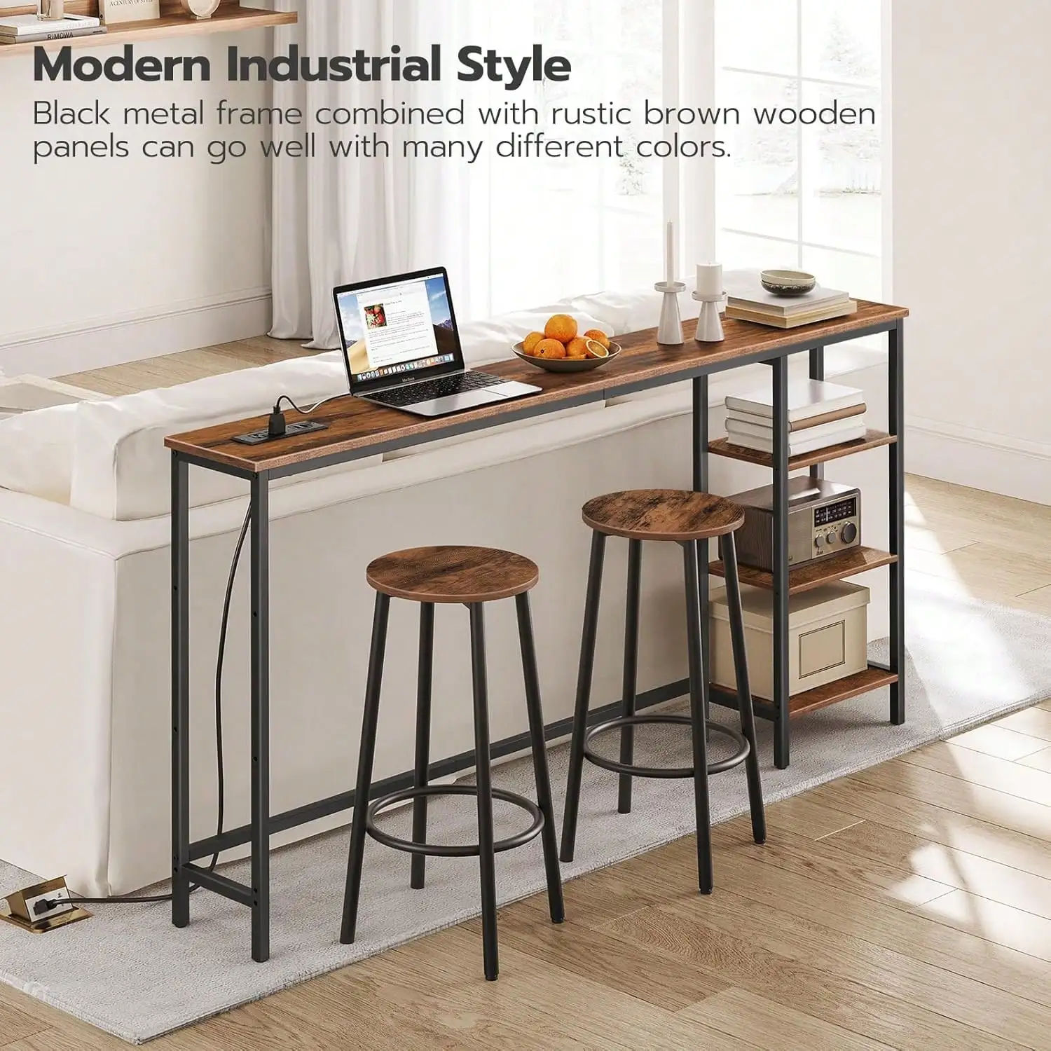 Console Table With Power Outlet, 63