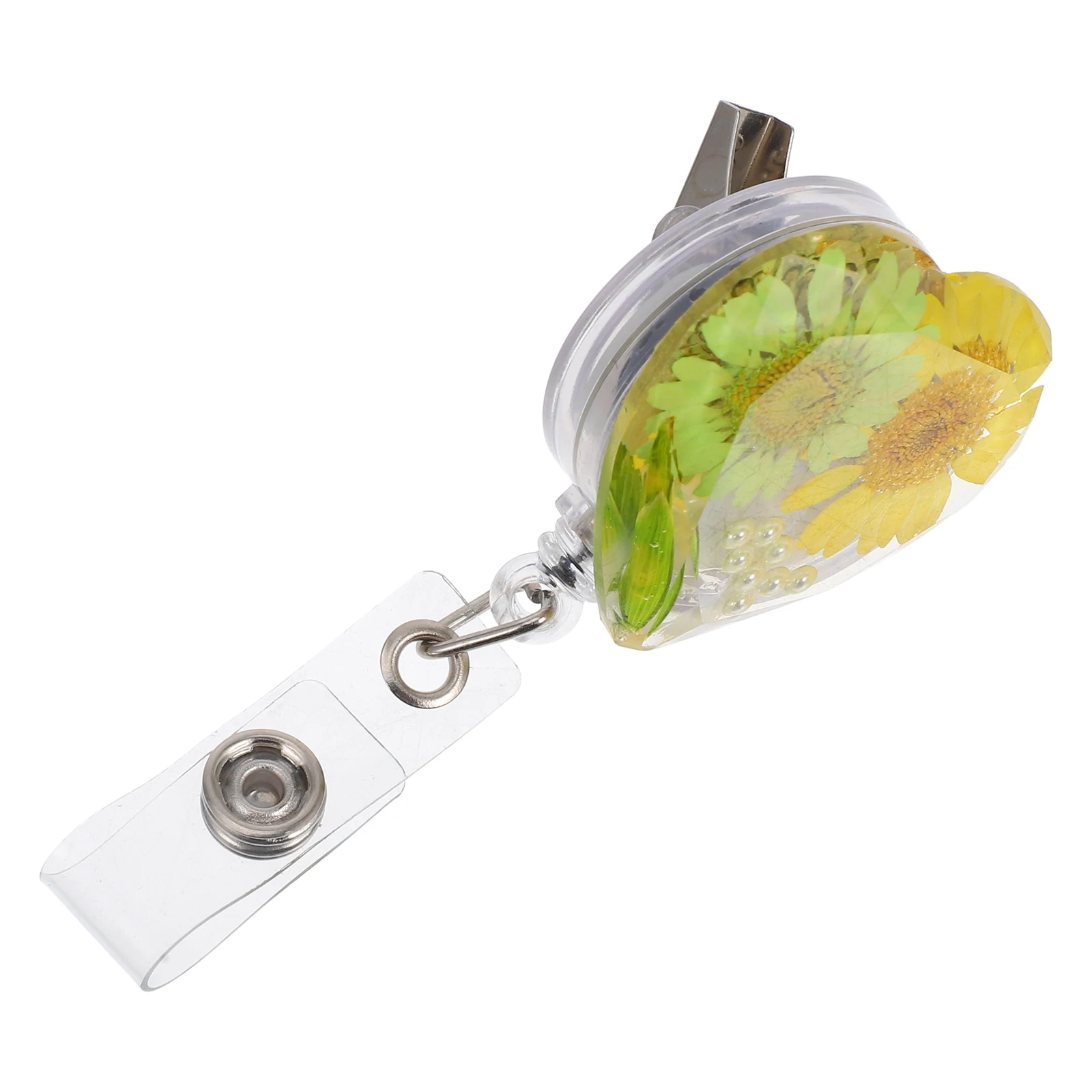 

Retractable Badge Reel Holder Clip ABS Resin Floral Design Nurse Teacher ID Badge Accessories Portable Durability