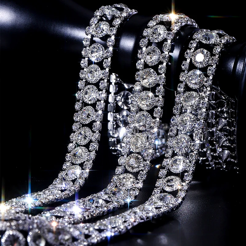 Ducrystal 1yards/pack Crystal Glass Claw Chain Rhinestone Chain Glitter Rhinestone Ribbon Use For Party,Bags,Wedding Dress