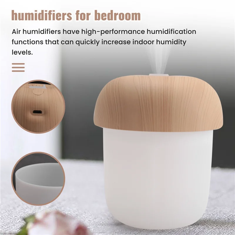 Humidificadores pequeños para dormitorio - Mini humidificador personal de escritorio de 400 ml, humidificadores portátiles de niebla fría para habitación de bebé