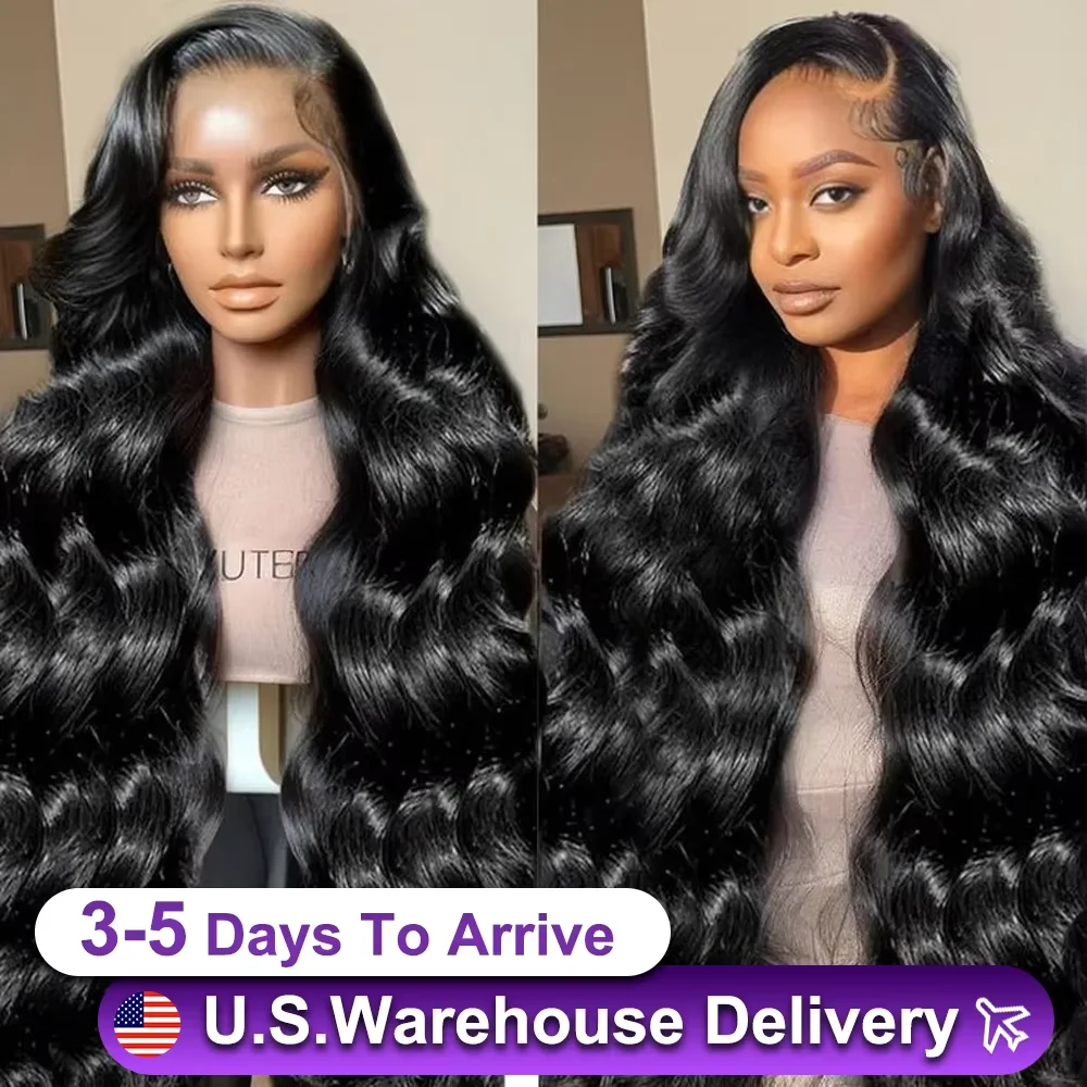 

44 Inches 220% Body Wave Wigs 13x6 HD Transparent Lace Frontal Natural Color Brazilian Human Hair Wig For Black Women