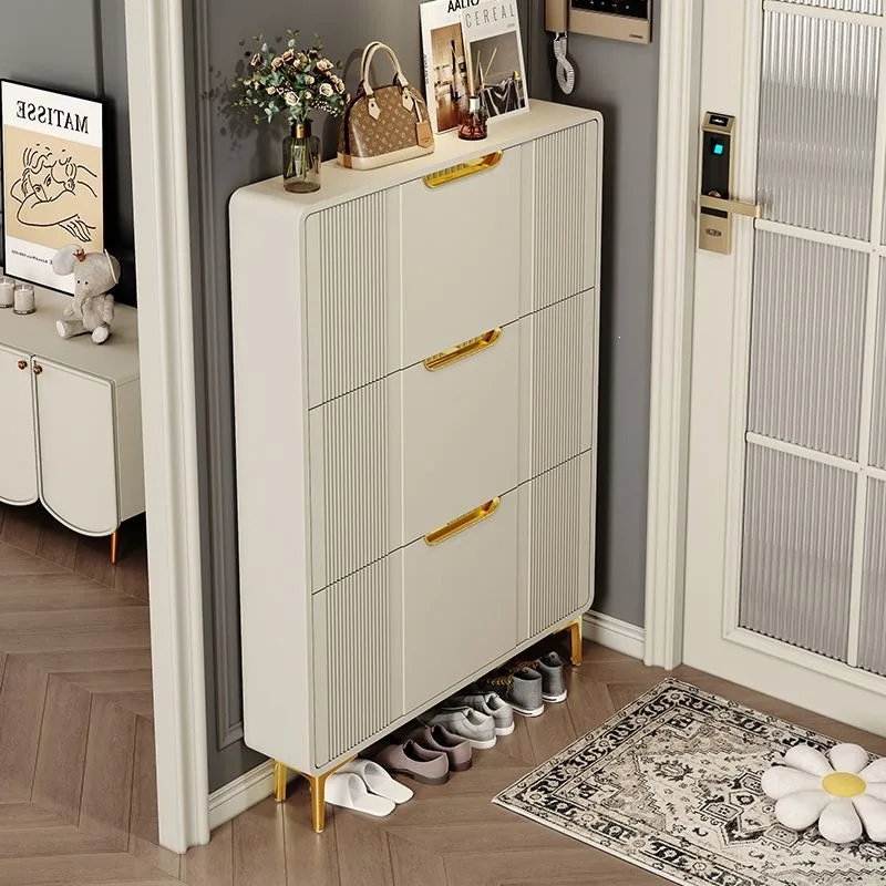 Tipping bucket shoe cabinet, entrance to the door of the household, against the wall, corridor, large-capacity integrated shoe r