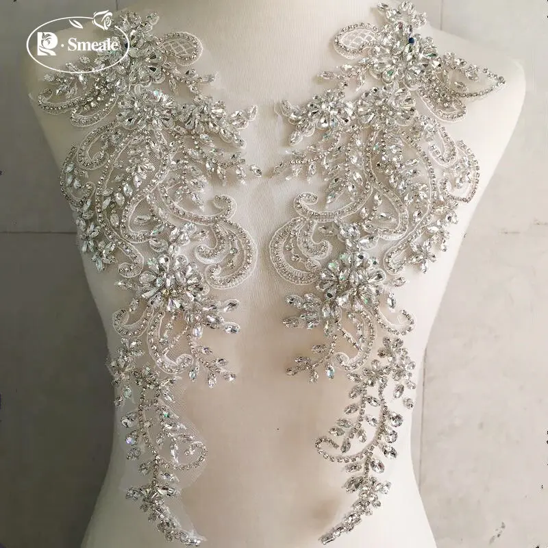 Dingzhu-Water Diamond Large Flower, Transparent Mesh Bottom Material,Lace Handmade, DIY Clothing Accessories for Wedding Dresses