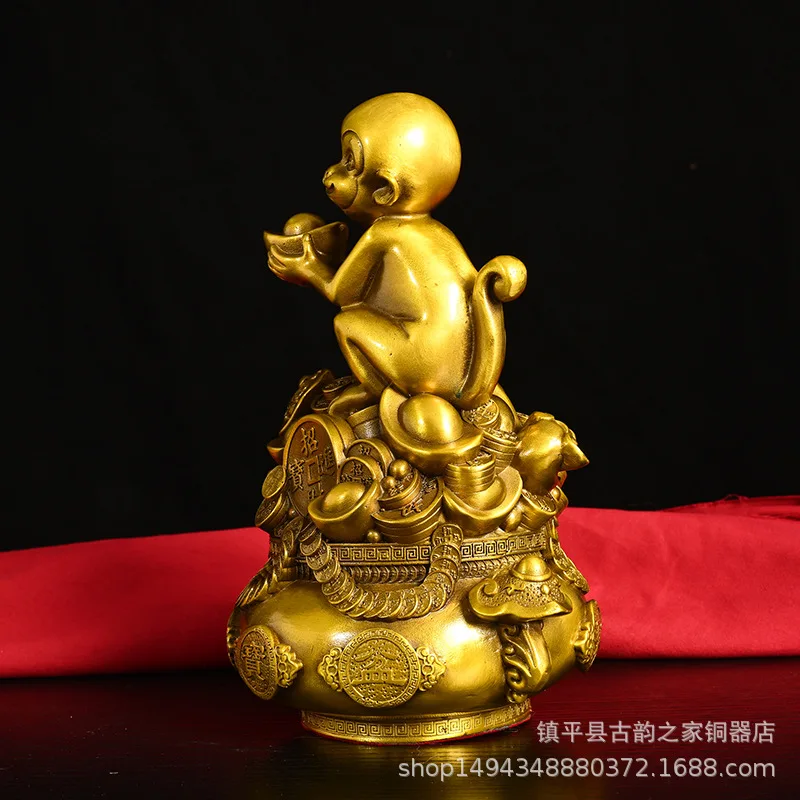 Copper Monkey Ornament Brass Golden Monkey Offering Treasure Lucky Monkey Living Room Office Desktop Decoration Gift Zodiac Monk