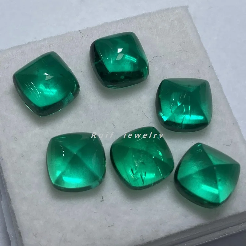 

Ruif Good Quality Special Cut Sugar Loaf Lab Grown Emerald Precious Stones Loose Gemstones for Jewelry Making